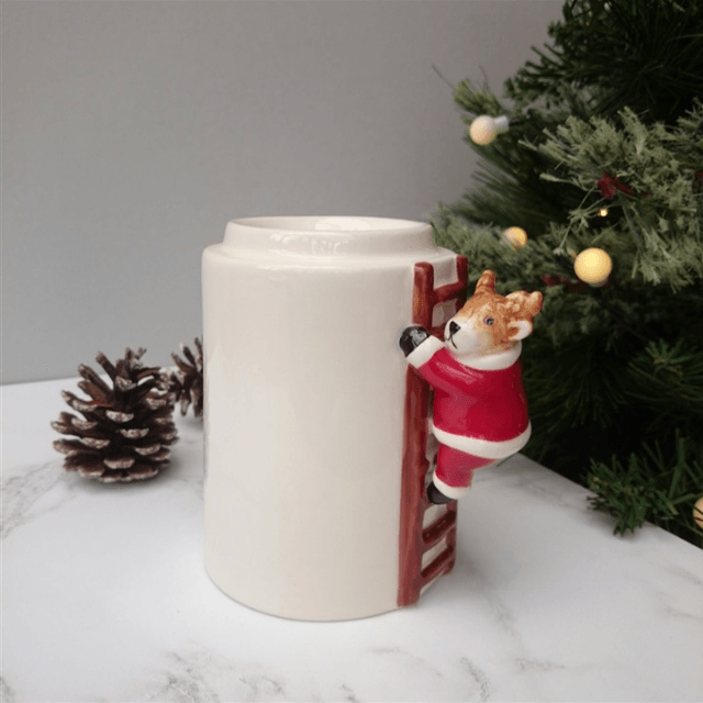 Climbing Reindeer Santa Snowman Wax Melter / Oil Burner 12cm