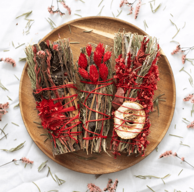 6inch red rituals wand smudge stick 