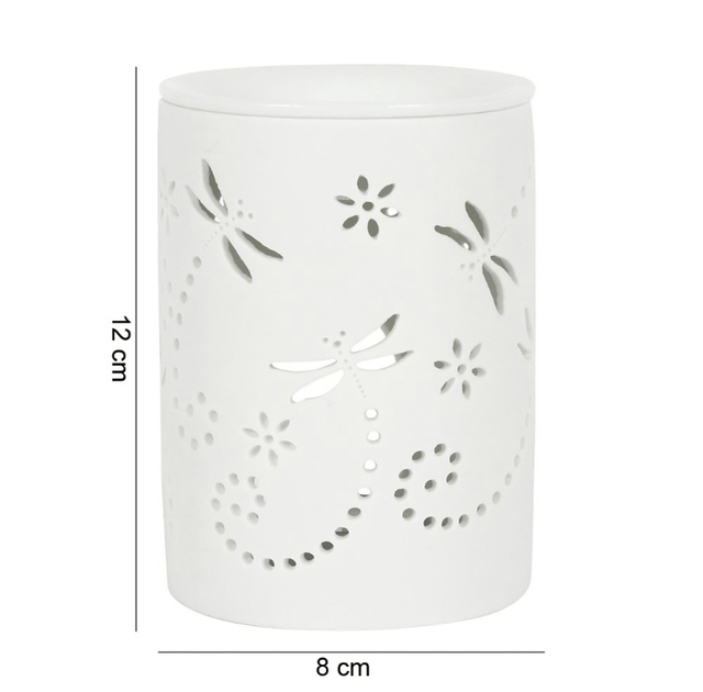 White cut out Dragonfly Tealight wax burner