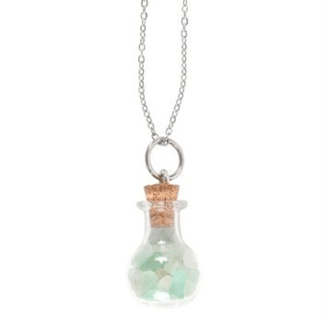 Luck Potion bottle crystal necklace green 