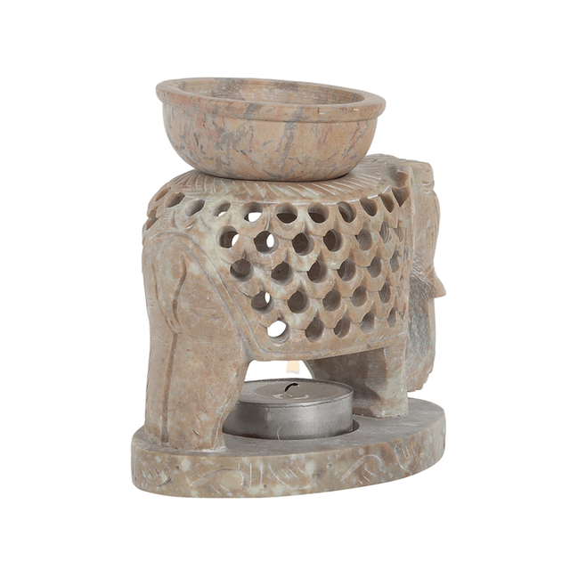 Downward Elephant Soapstone Wax melt tealight Burner