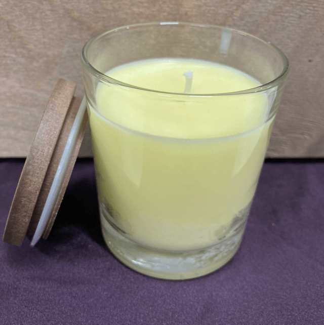 Custom Made Glass Candle with wooden lid