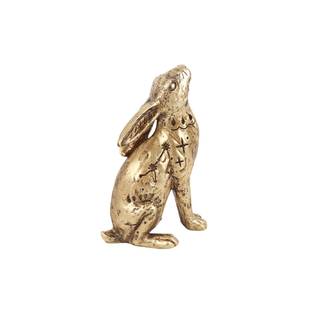 13cm Resin Gold Midnight Hare ornament 