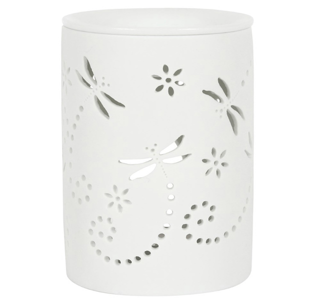 White cut out Dragonfly Tealight wax burner