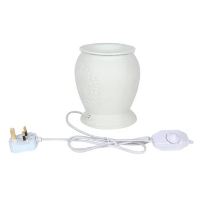 Tree of Life White Ceramic Oil Burner & Wax Melt Warmer | Discontinued Stock – Special Sale Price