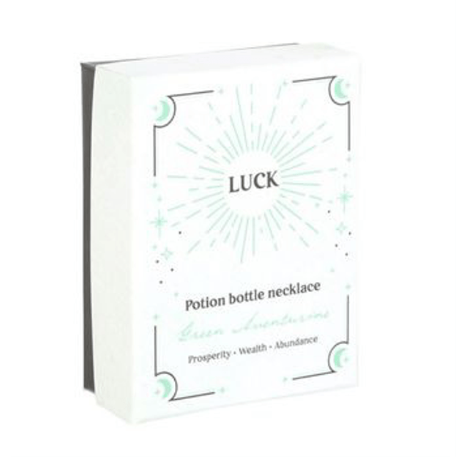 Luck Potion bottle crystal necklace green 