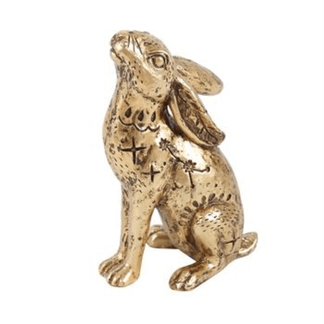 13cm Resin Gold Midnight Hare ornament 