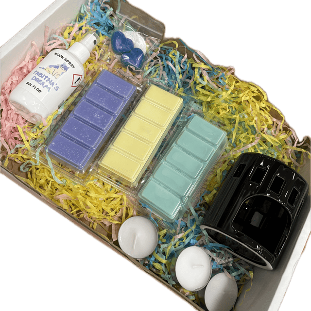 Wax Melt Gift Set with Black Burner &amp; Sol Flor Inspired Room Spray – Pineapple, Dragon’s Blood &amp; Berry Splash