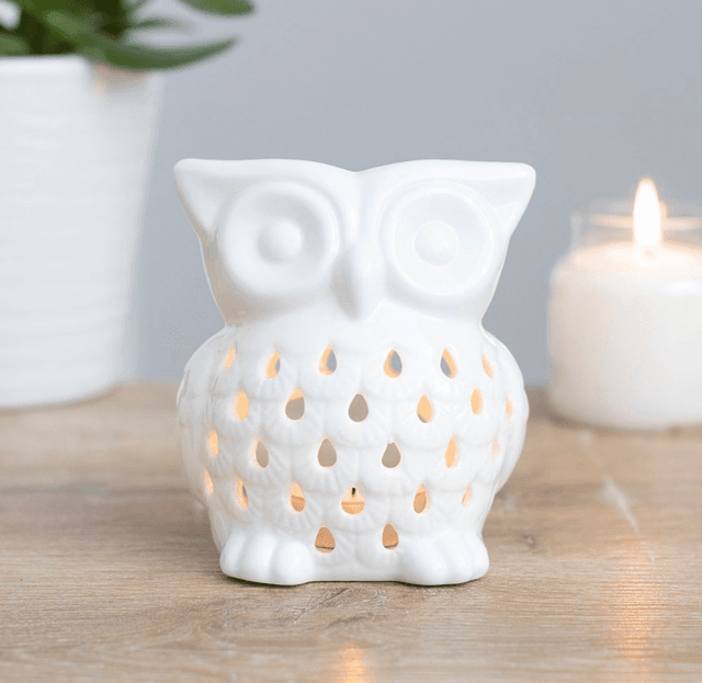 Owl Wax Melt Burner – White Ceramic Tealight Warmer | Oil Burner | Cosy Home Decor