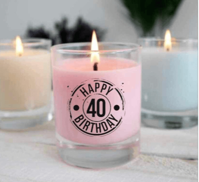 Personalised candle Happy 40th Birthday 