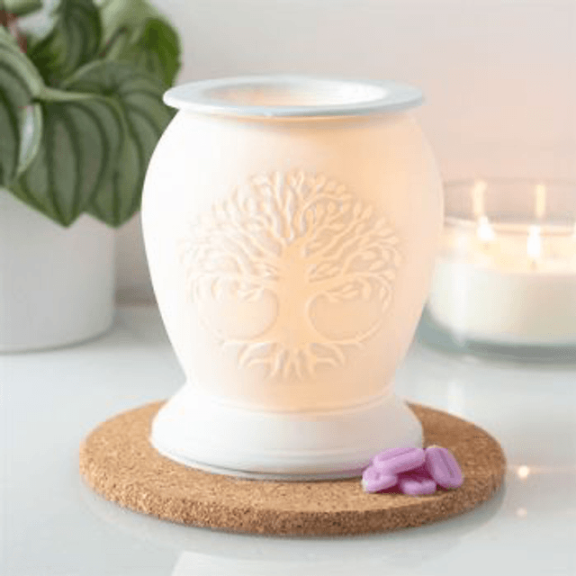 Tree of Life White Ceramic Oil Burner &amp; Wax Melt Warmer | Discontinued Stock – Special Sale Price