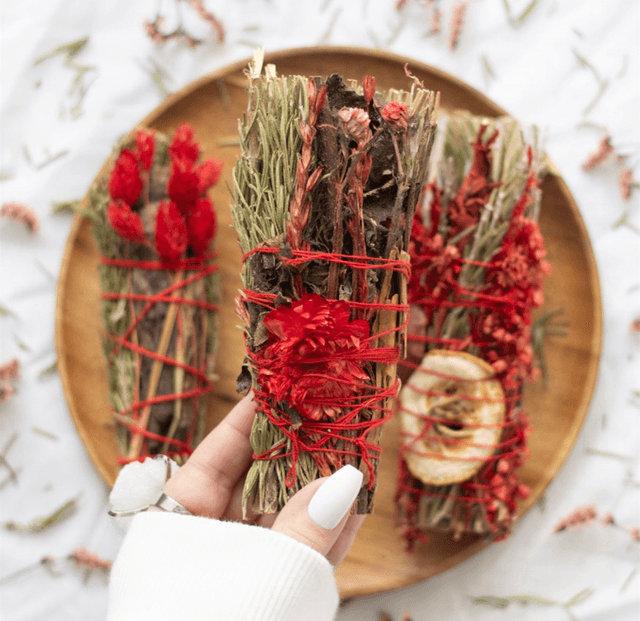 6inch red rituals wand smudge stick 