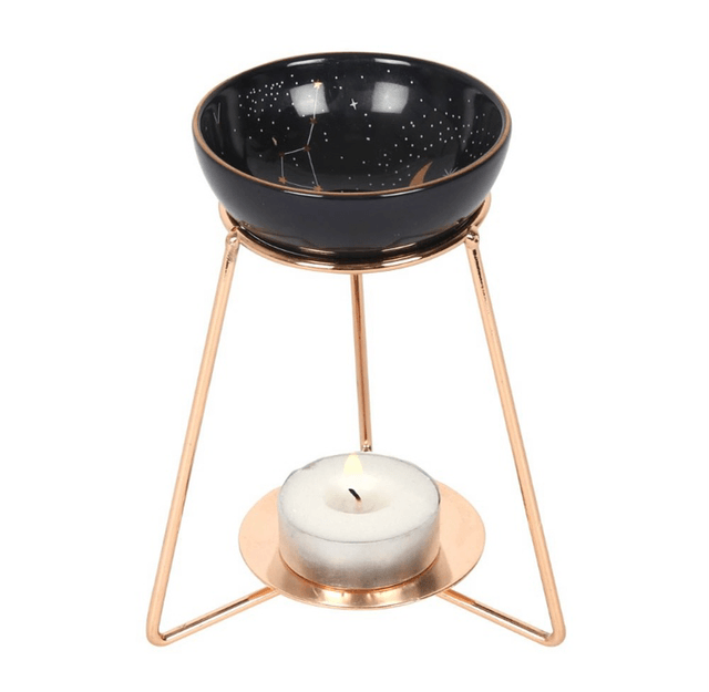 Purple Star Sign Wax Melt Burner – Gold Celestial Tealight Oil Warmer | Astrology Gift