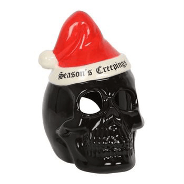 Seasons Creepings Christmas Skull Candle Holder